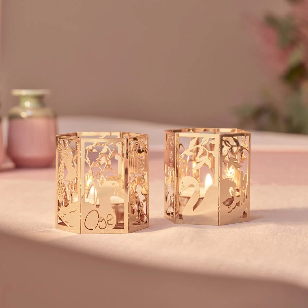 2 - pk lysestage - Den grimme ælling - 18k fg - Urma.dk