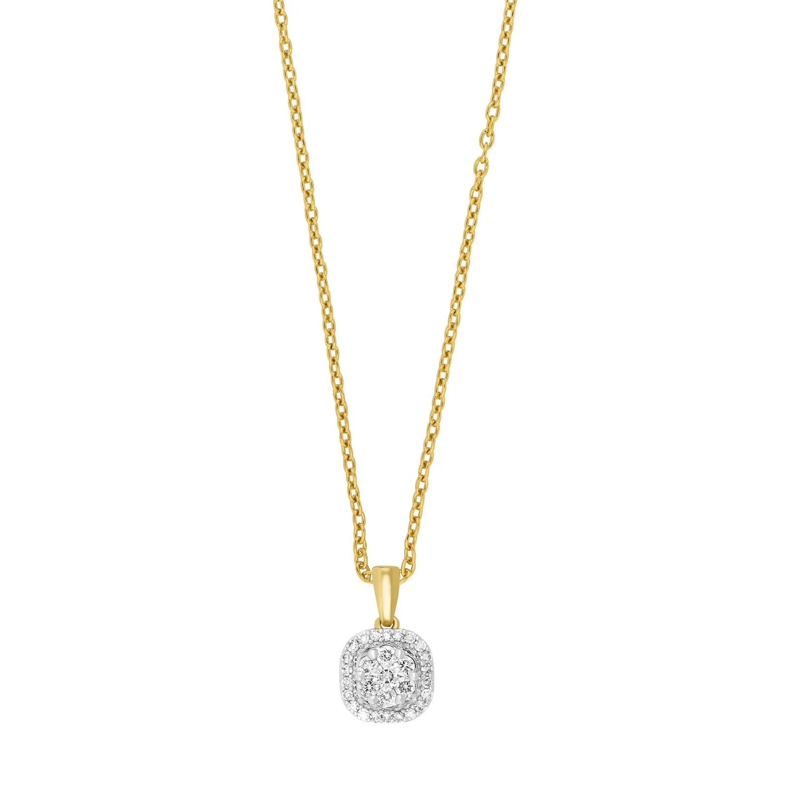 14kt. guldvedhæng m/dia. 0.23ct W/SI inkl. sølv kæde
