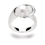 Sterling sølv Ring, rho. mat/blank hvid kulturperle 4.51ct