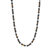 SON kæde stål med yellow tiger eye/mat onyx/lava 6mm