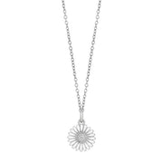 Rhod. sølvvedhæng Marguerit 10mm inkl. kæde