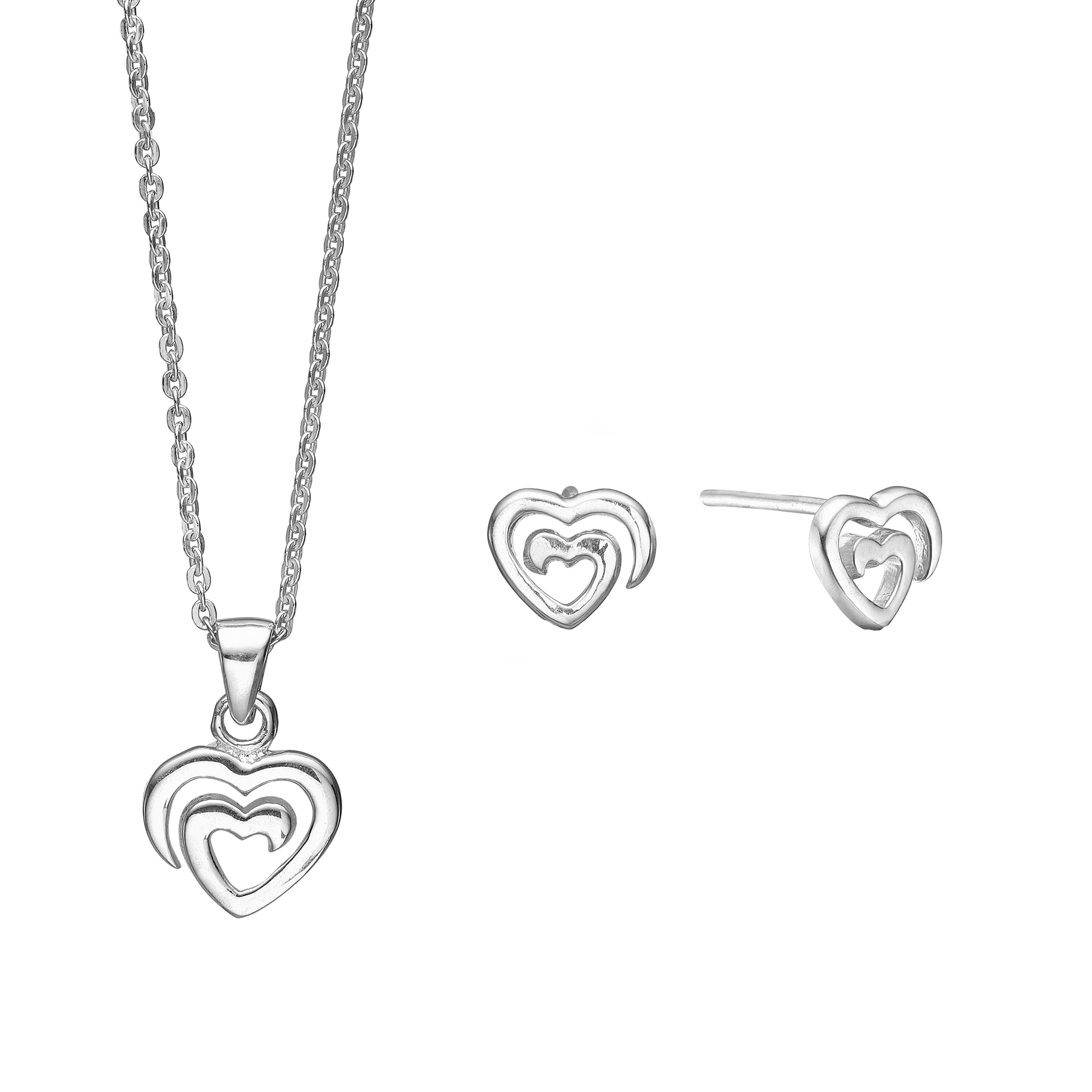RHOD. SØLV SÆT COLLIER+ØRESTIK