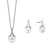 RHOD. SØLV SÆT COLLIER+ØRESTIK