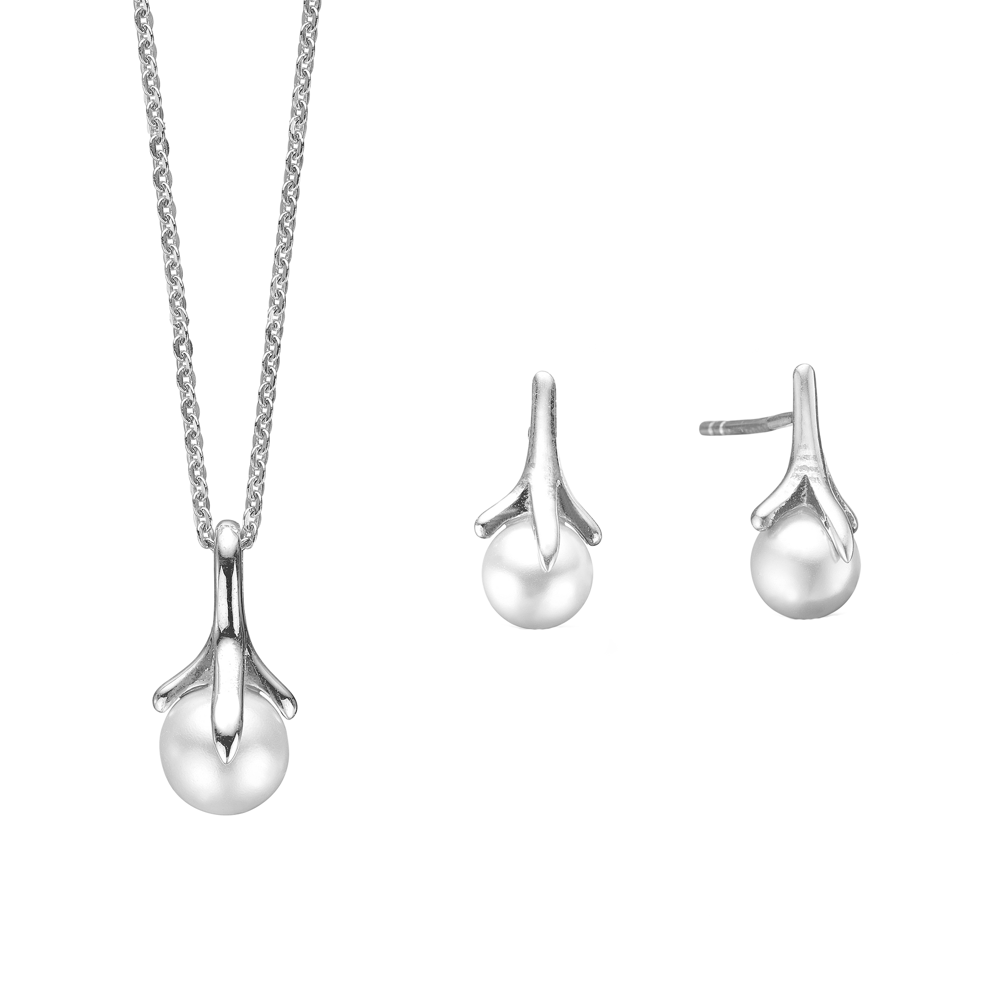 RHOD. SØLV SÆT COLLIER+ØRESTIK