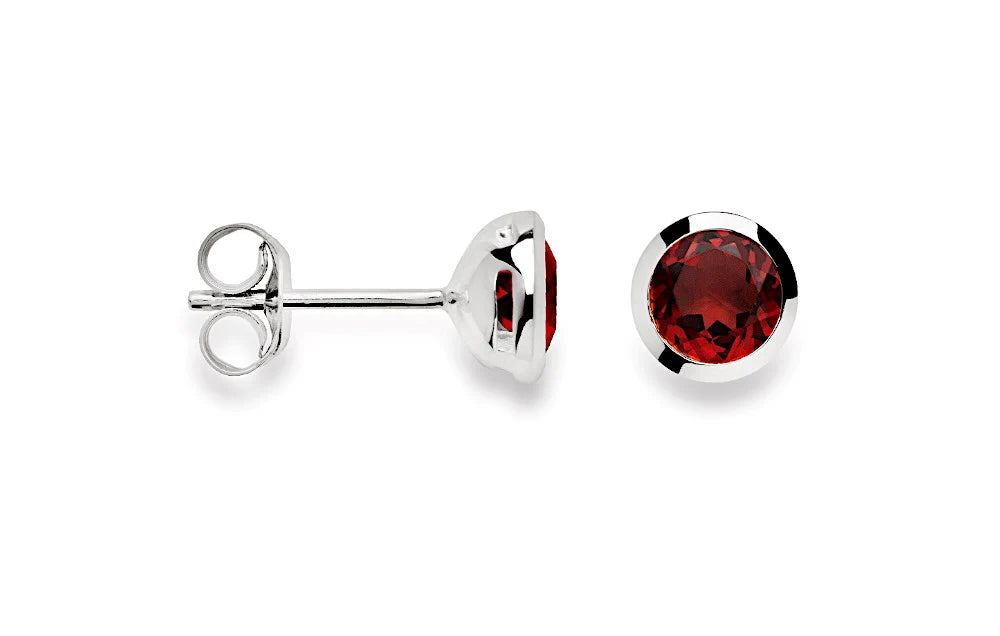 Sterling sølv Ørestikker polerede, Granat 0,9ct