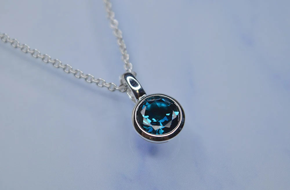 Sterling sølv Vedhæng blank, topas London Blue 1,2ct