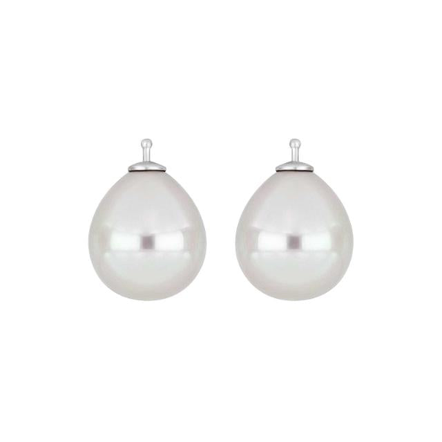 Mallorca perle dråbe farve07 m/rh sølv - par