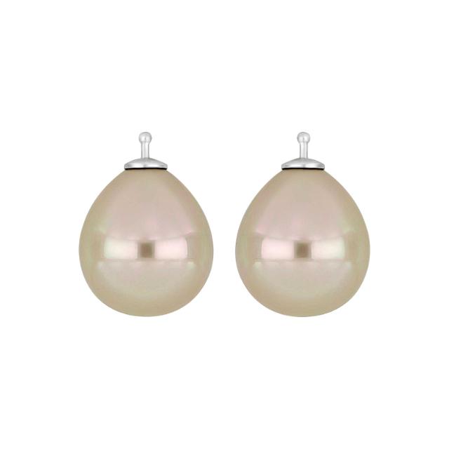 Mallorca perle dråbe farve73 m/rh sølv - par