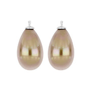 Mallorca perle dråbe farve73 m/rh sølv - par