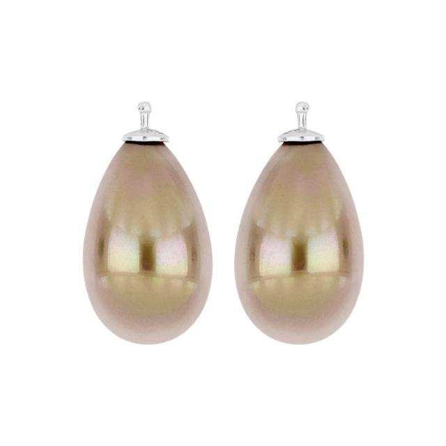 Mallorca perle dråbe farve73 m/rh sølv - par