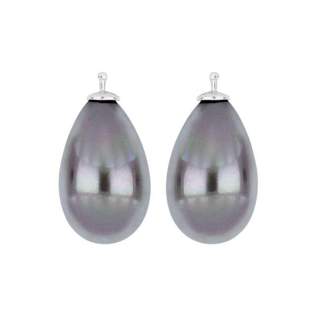 Mallorca perle dråbe farve93 m/rh sølv - par