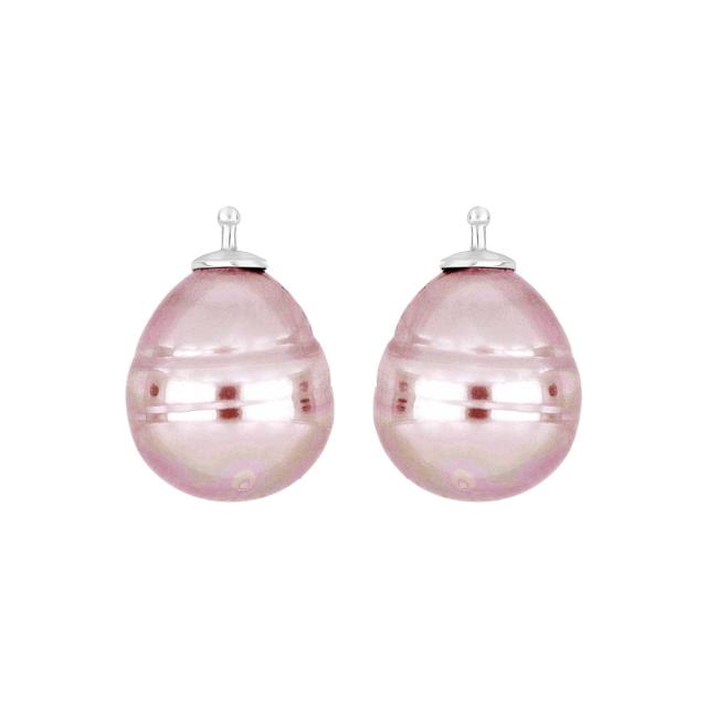 Mallorca perle barok farve13 m/rh sølv - par
