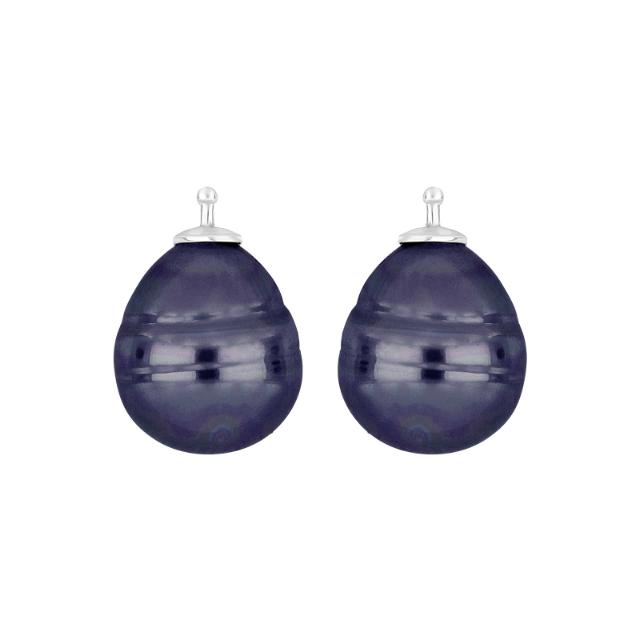 Mallorca perle barok farve13 m/rh sølv - par
