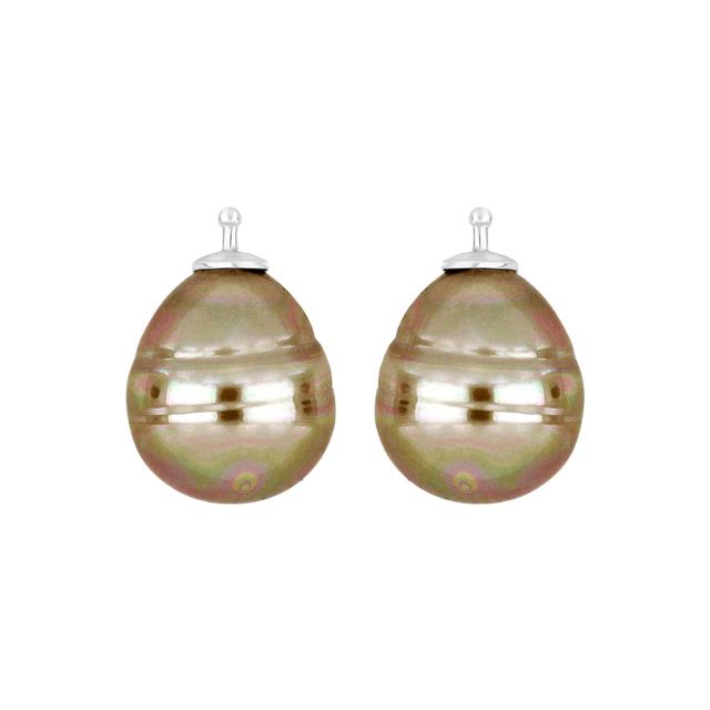 Mallorca perle barok farve13 m/rh sølv - par
