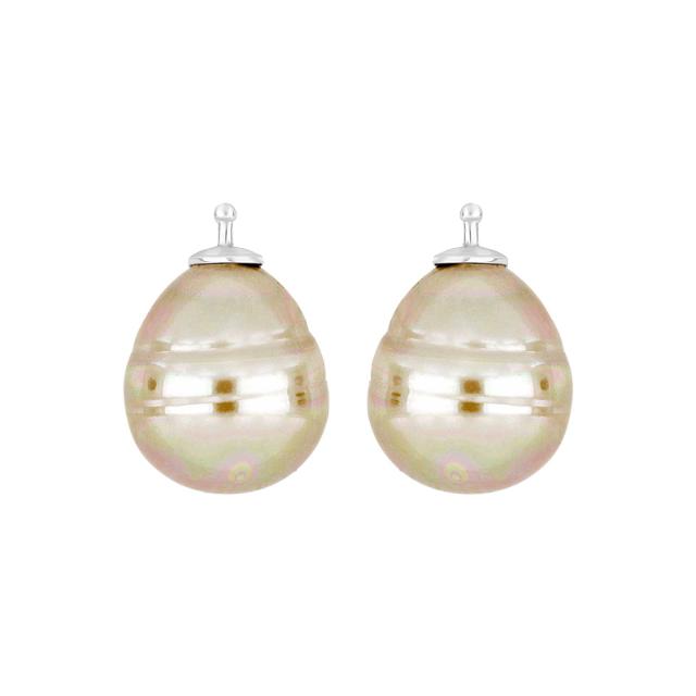 Mallorca perle barok farve13 m/rh sølv - par
