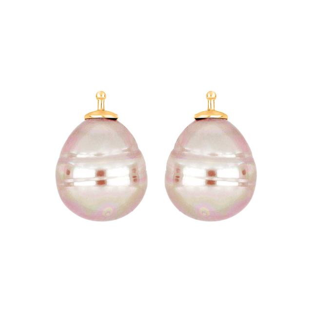 Mallorca perle barok farve13 m/rh sølv - par
