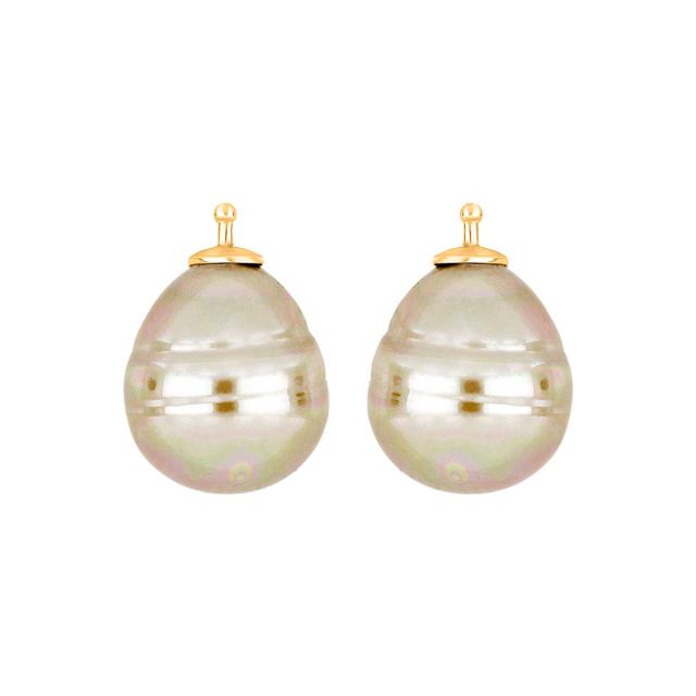 Mallorca perle barok farve13 m/rh sølv - par
