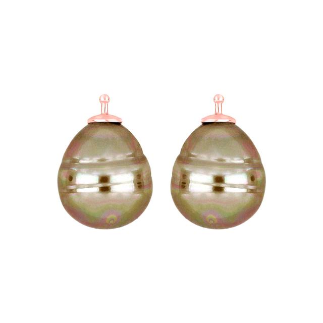 Mallorca perle barok farve13 m/rh sølv - par
