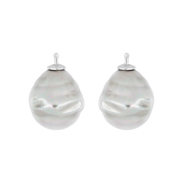 Mallorca perle barok farve13 m/rh sølv - par
