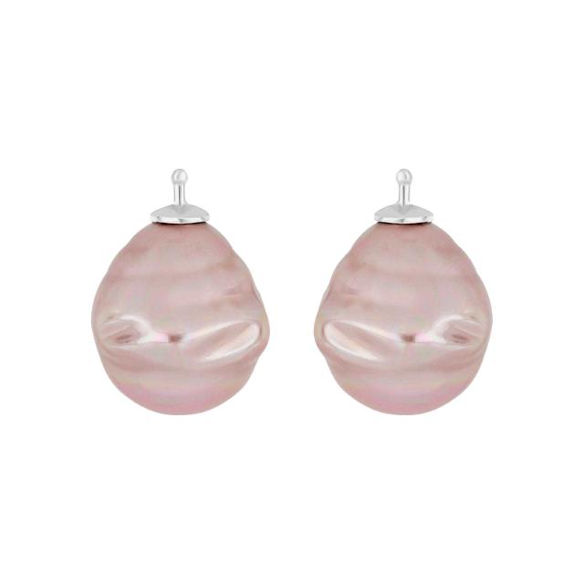 Mallorca perle barok farve13 m/rh sølv - par
