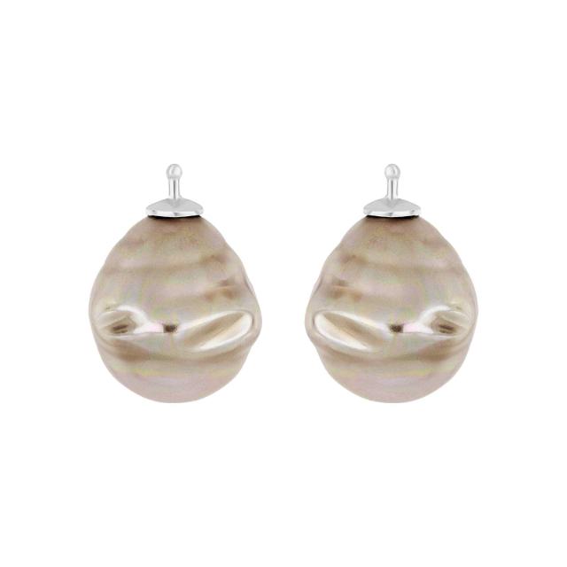 Mallorca perle barok farve13 m/rh sølv - par
