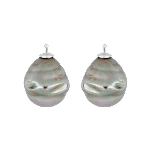 Mallorca perle barok farve13 m/rh sølv - par
