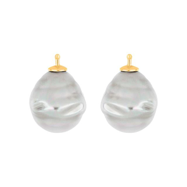 Mallorca perle barok farve13 m/rh sølv - par
