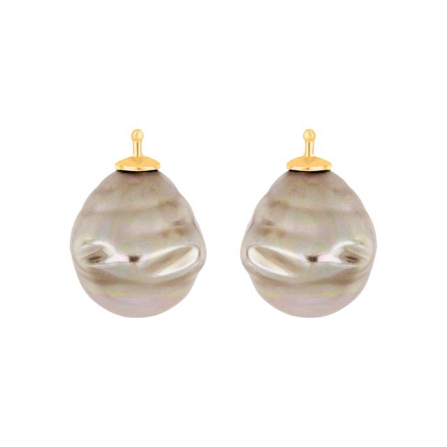 Mallorca perle barok farve13 m/rh sølv - par
