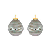 Mallorca perle barok farve13 m/rh sølv - par
