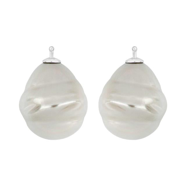 Mallorca perle barok farve13 m/rh sølv - par
