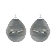 Mallorca perle barok farve13 m/rh sølv - par
