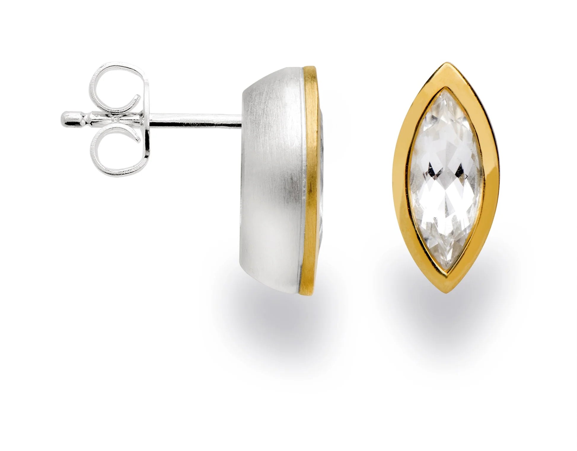 Sterling sølv Ørestikker, delvis fg mat/pol bjergqz 1.18CT