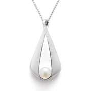 Sterling sølv Vedhæng, blank rho.hvid kulturperle 2.0CT