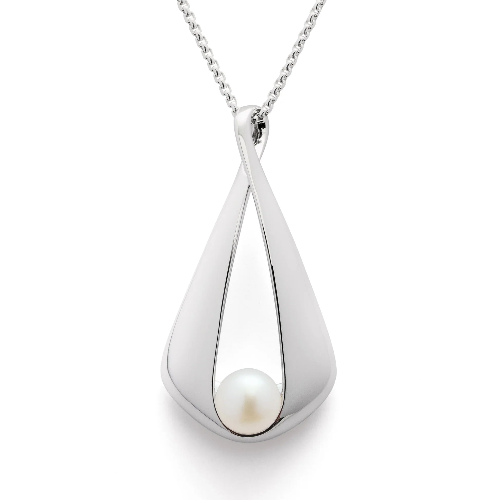 Sterling sølv Vedhæng, blank rho.hvid kulturperle 2.0CT