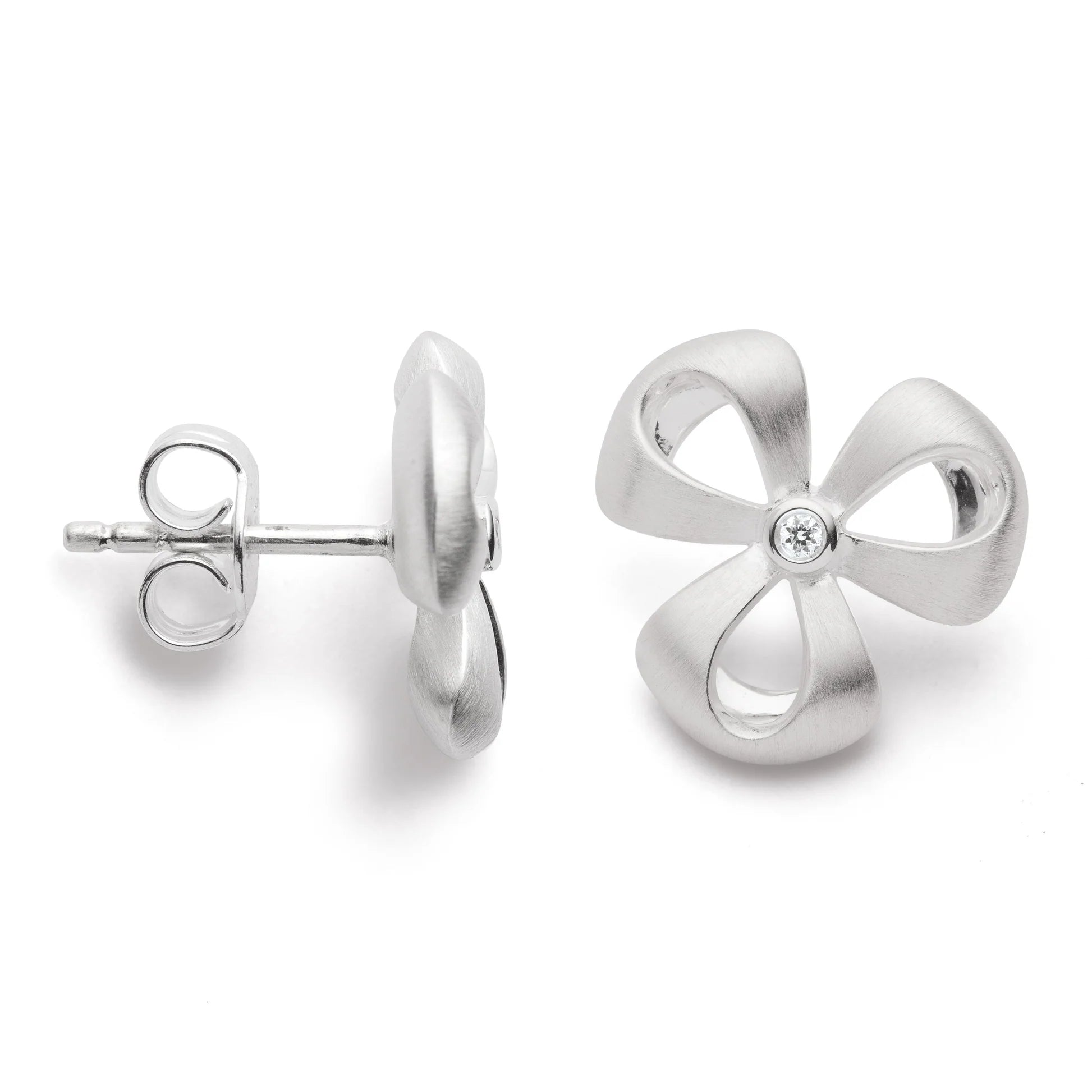 Sterling sølv Ørestikker mat/blank, DIA. 0,02CT