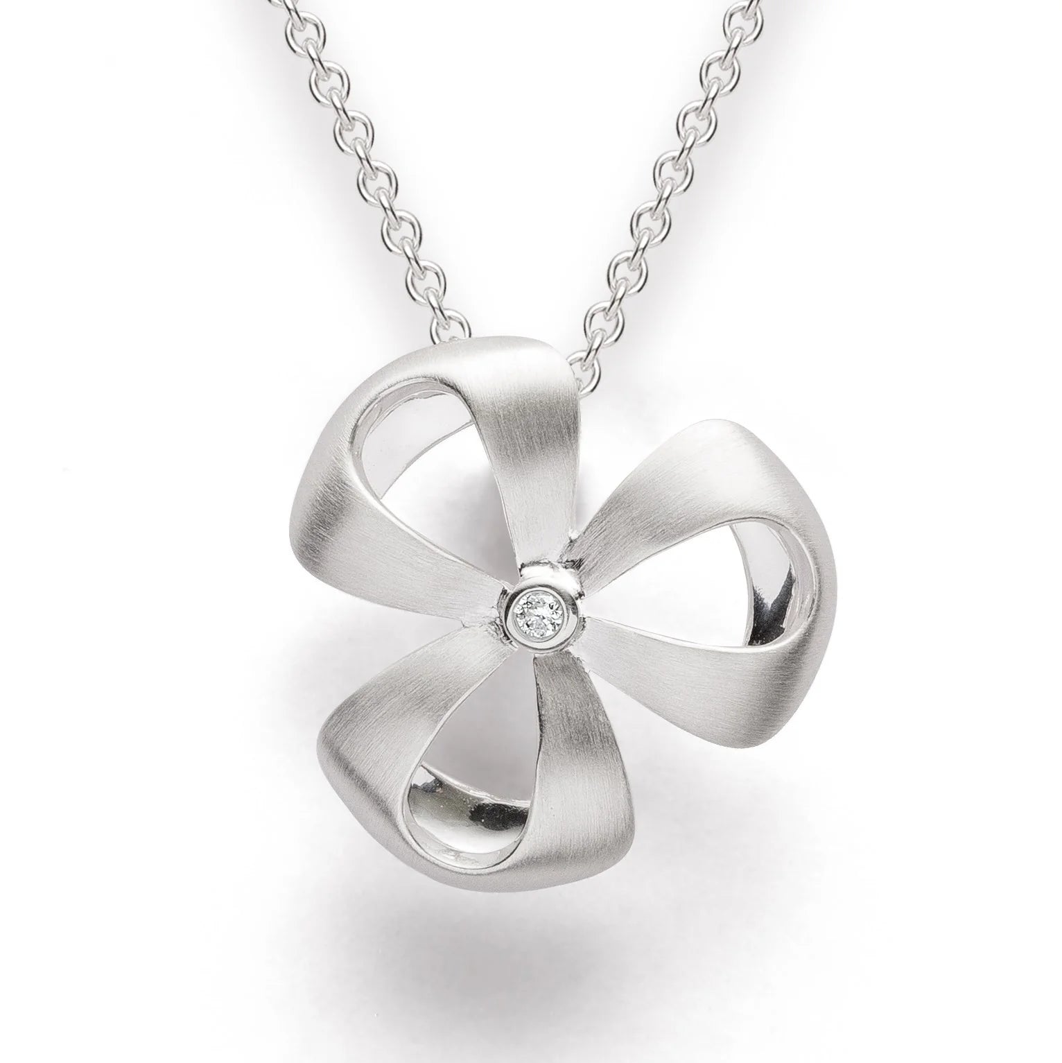 Sterling sølv Vedhæng mat/blank, dia. 0.02CT WP1