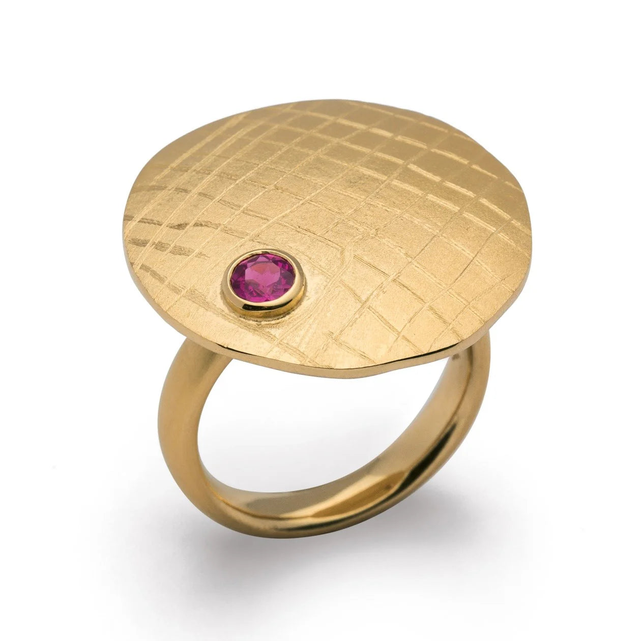 Sterling sølv Ring, fg mat/børstet, Rhodolith 0,35CT