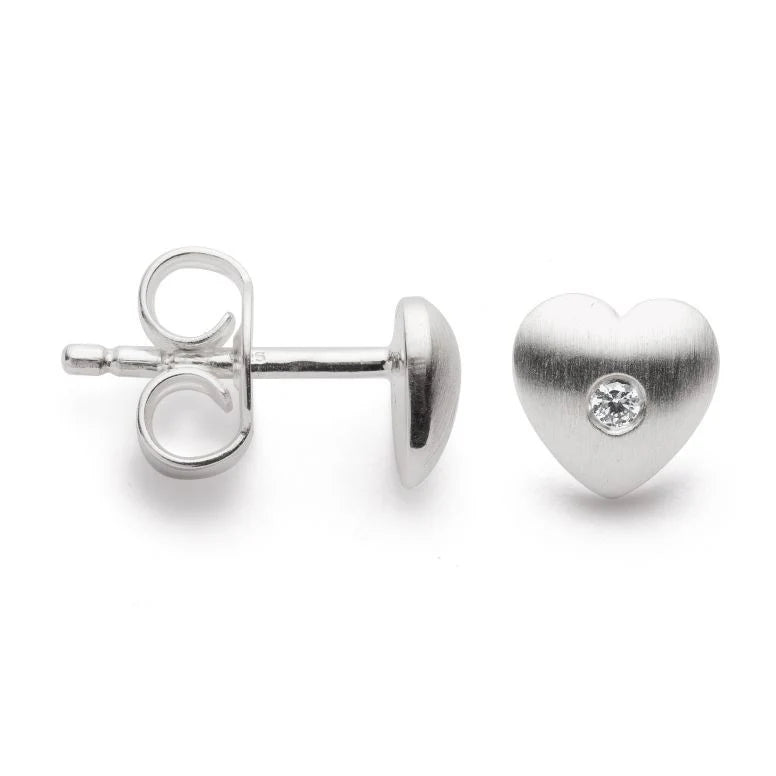 Sterling sølv Ørestikker mat, dia.er 0,02ct W-SI