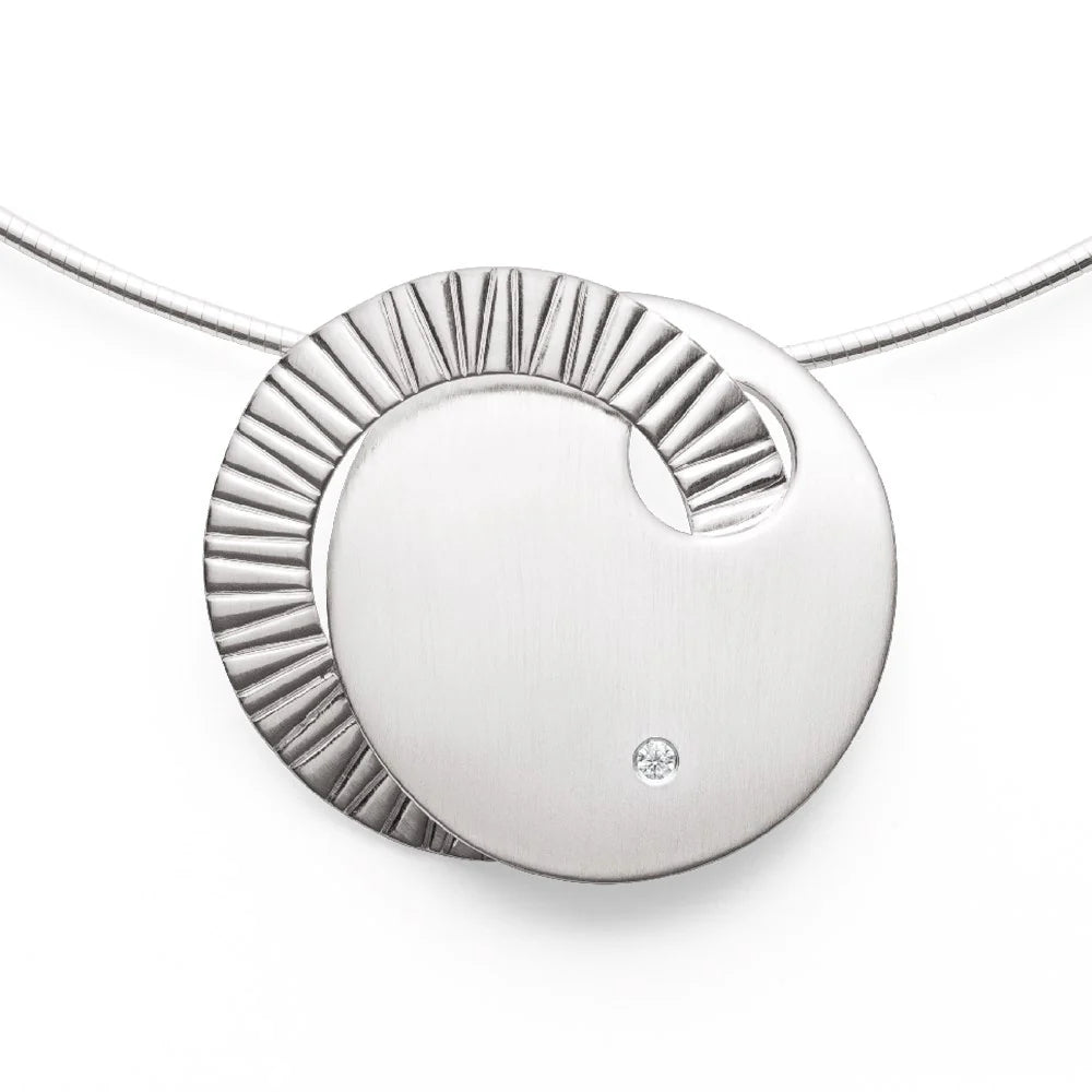 Sterling sølv Vedhæng mat, dia. 0,03CT W-SI3