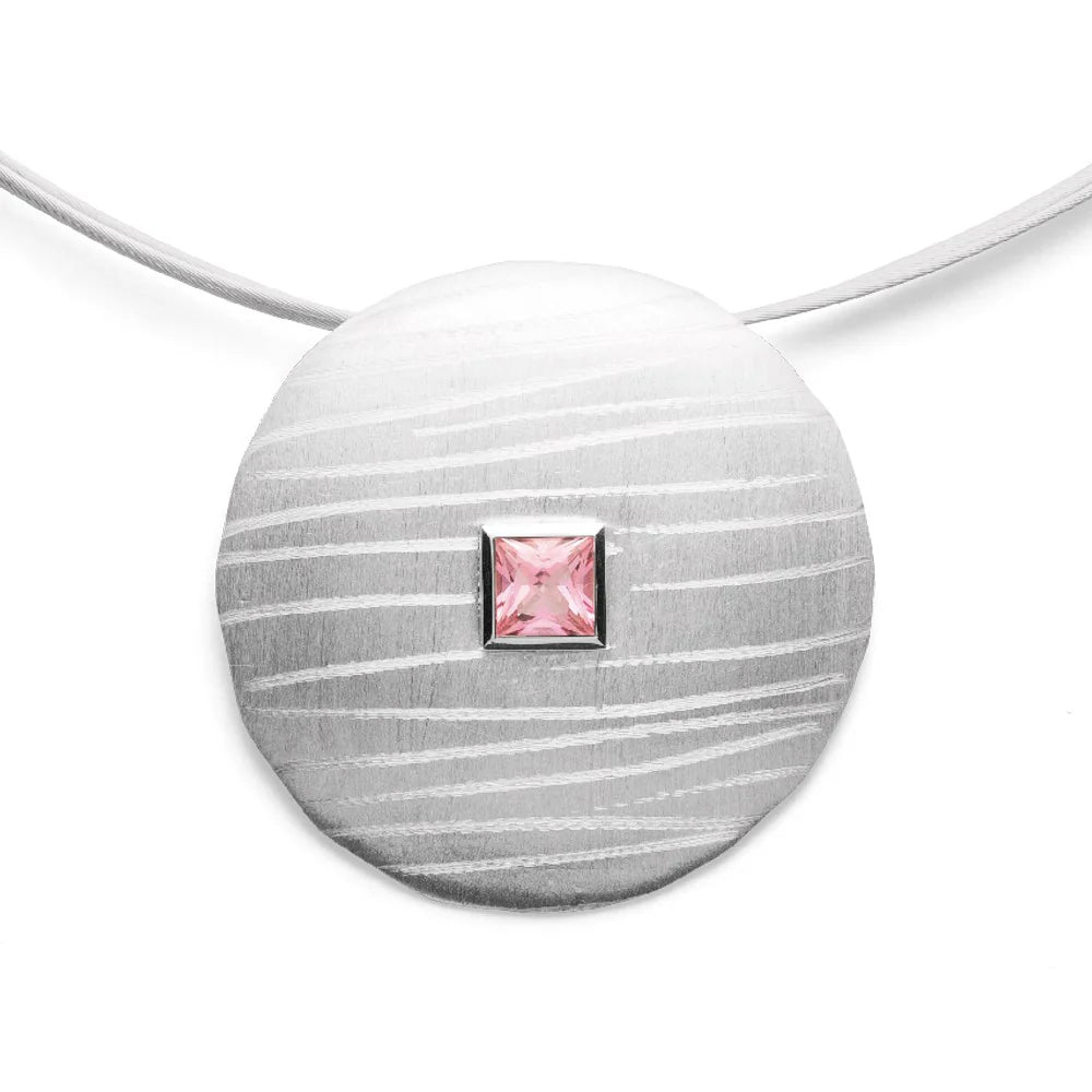 Sterling sølv Vedhæng mat/børstet, PINK TOPAZ 0,70CT