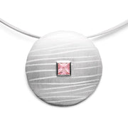 Sterling sølv Vedhæng mat/børstet, PINK TOPAZ 0,70CT