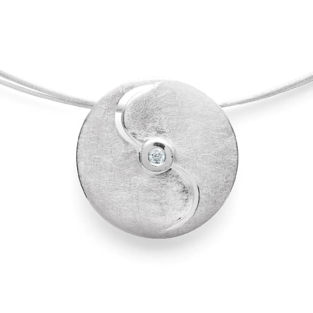 Sterling sølv Vedhæng mat, dia. 0,03CT W-SI2-SI3