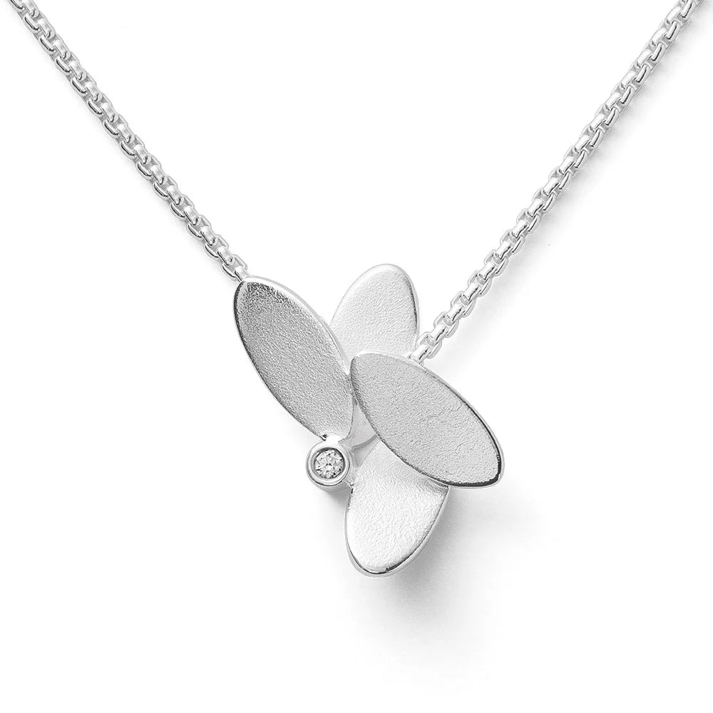 Sterling sølv Vedhæng mat, dia. 0,02ct W-SI