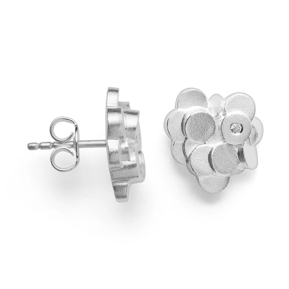 Sterling sølv Ørestikker mat, dia.er 0,02ct W-SI3