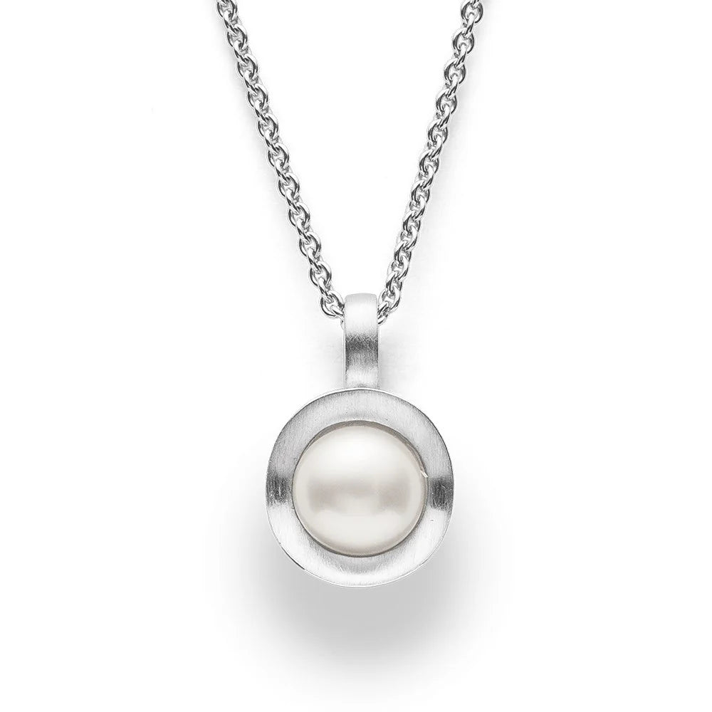 Sterling sølv Vedhæng, mat rho., hvid kulturperle 2,66ct