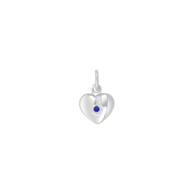 Sølvhjerte m/synt. safir 9mm