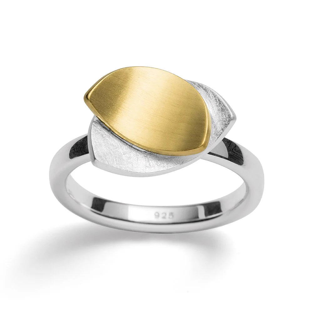 Sterling sølv Ring, delvis fg. mat/børstet mat