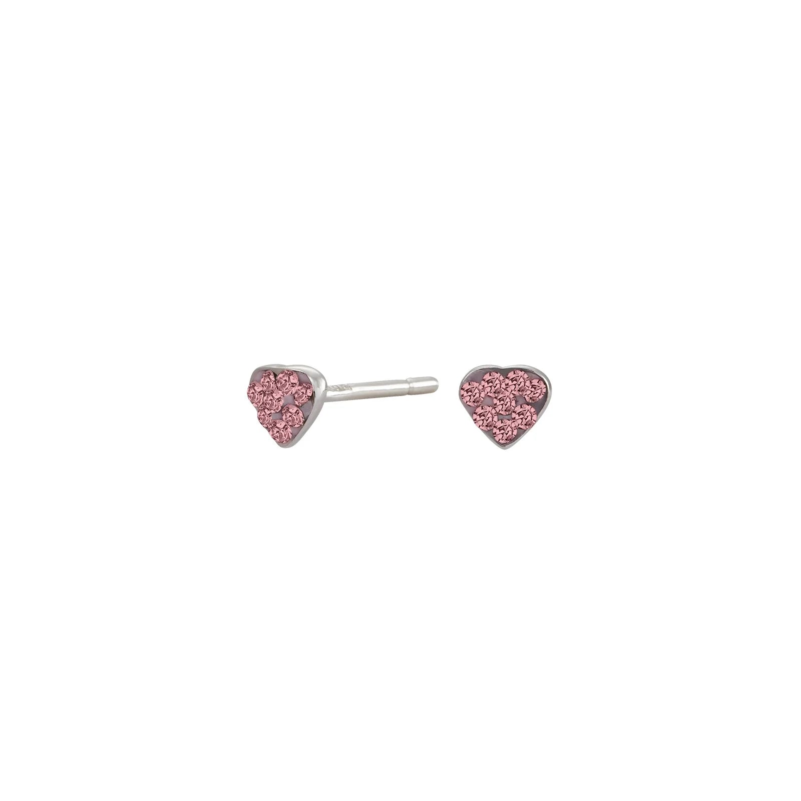 Rhod. sølvørestikker hjerte m/pink cz