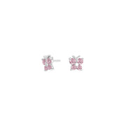 Rhod. sølvørestikker sommerfugl m/pink cz