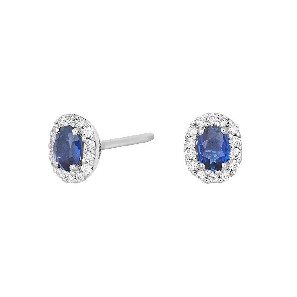 14kt. hvidguldsørestikker m/safir dia 0.09ct W/SI